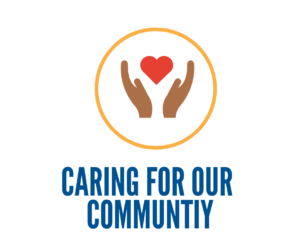 Caring For Our Community Graphic hands with heart inside